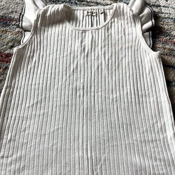 Ruffle detail cap sleeve sweater like material with stretch - Picture 1 of 4
